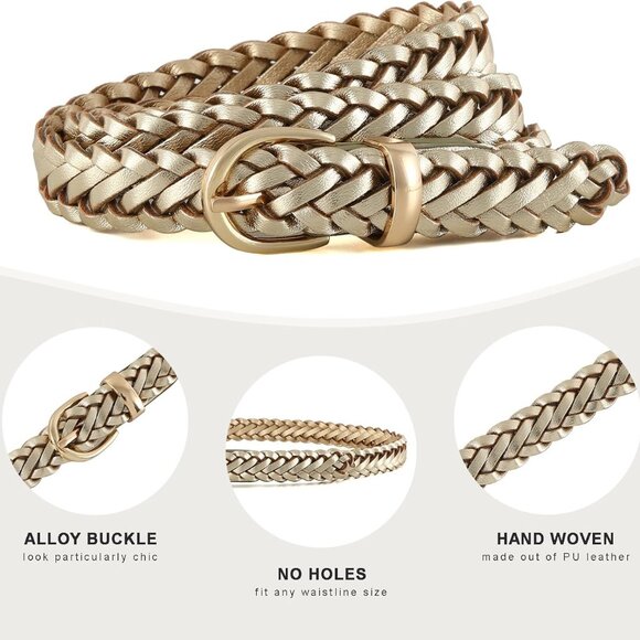 Thin Braided Belts for Women Classic Waist Belt Skinny Woven Strap for Jeans Pan - Picture 4 of 6